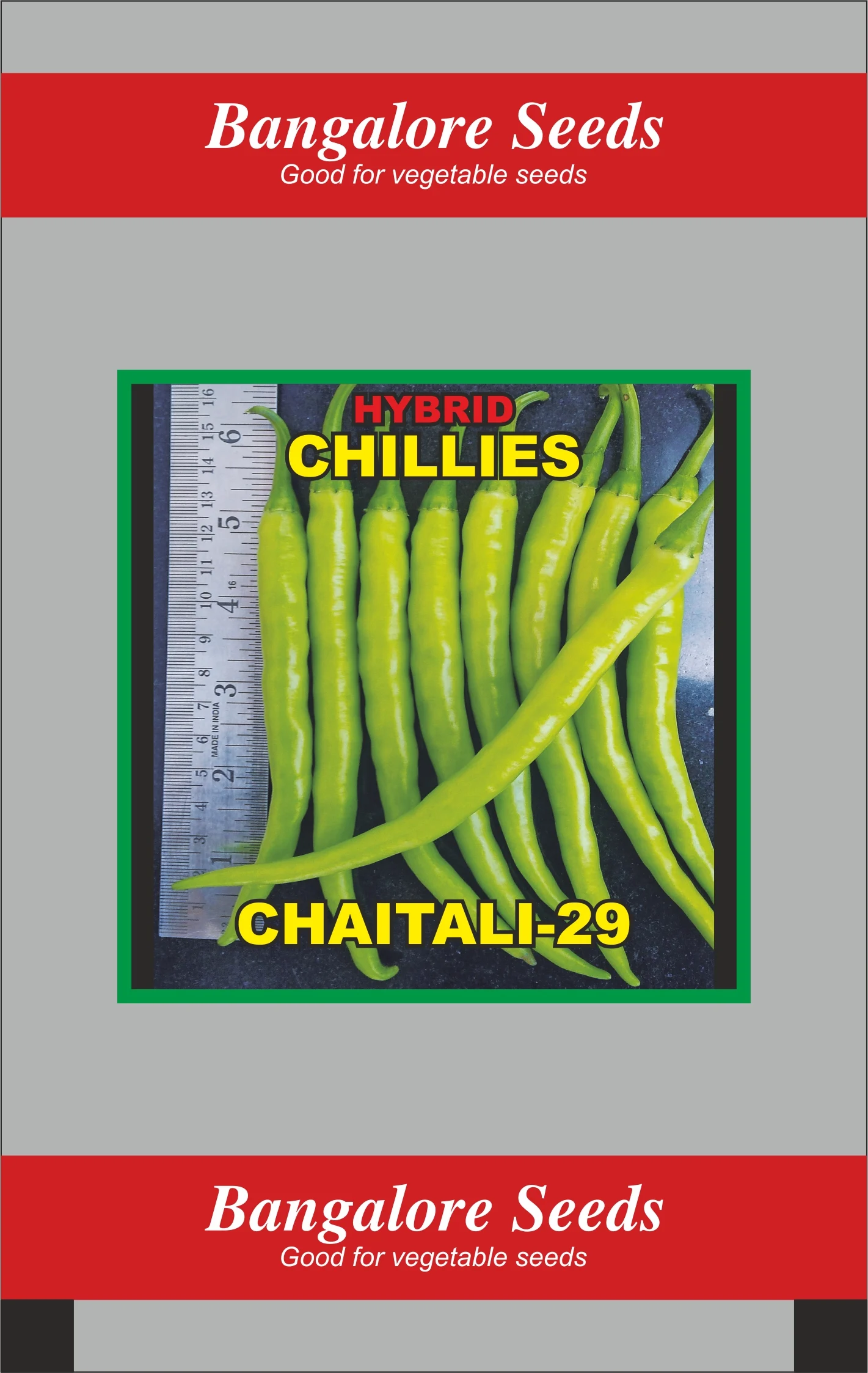 Chillies- Chaitali-29 10gm Chaitali-29 Green Chilli Seeds - Parrot Green, High Yielder - Image 1